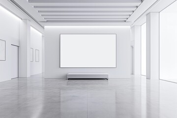 Contemporary Gallery Room with Blank Canvas