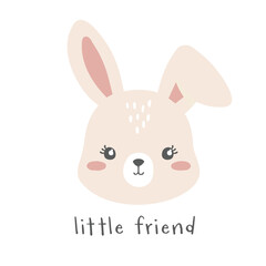 cute baby bunny, little rabbit vector print design
