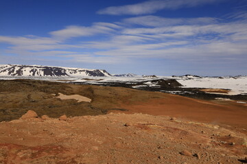 Leirhnjúkur is an active volcano located northeast of Lake Mývatn in the Krafla Volcanic System, Iceland