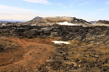 Leirhnjúkur is an active volcano located northeast of Lake Mývatn in the Krafla Volcanic System, Iceland