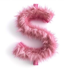 Pink Fur Dollar Sign on White Background. Photorealistic Buck Sign on white backdrop. Square Illustration. Ai Generated Finance and Currency 3D Symbol.