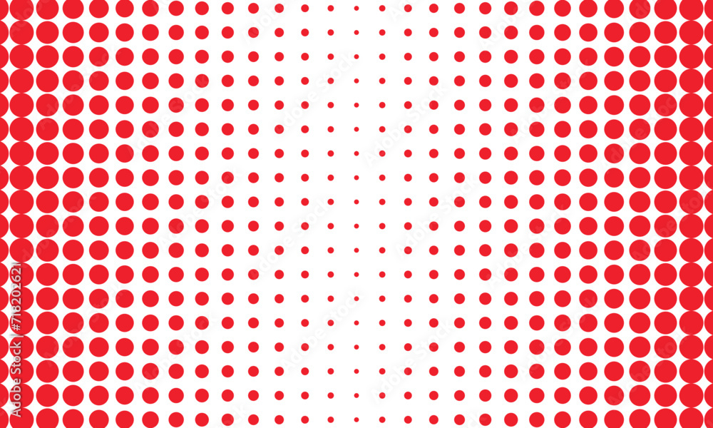 Poster abstract repeatable big to small red halftone dot pattern.