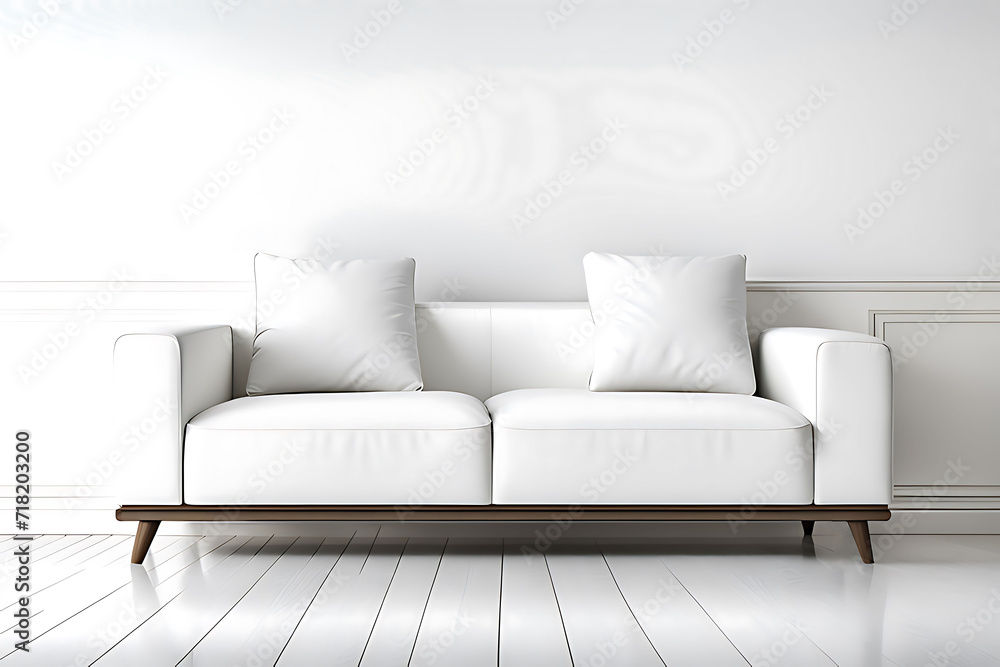 Wall mural white sofa in a white room