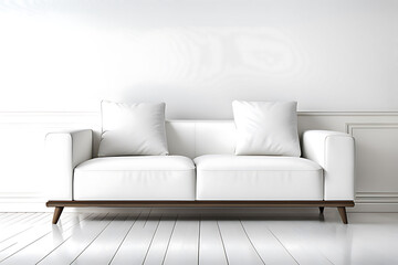 white sofa in a white room