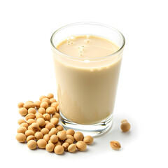 Glass of soy milk isolated on white background