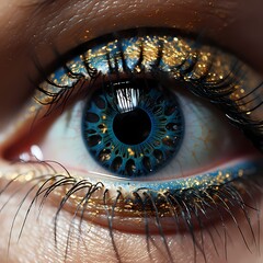 Intricate constellations mirrored in the captivating expanse of a breathtaking real eye