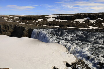 Dettifoss is a waterfall in Vatnajökull National Park in Northeast Iceland