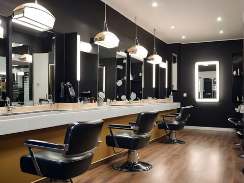Blick in einen Friseursalon im Retrostyle - KI Generiert