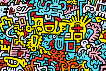 doodle art vivid colors pattern