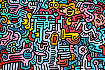 doodle art vivid colors pattern