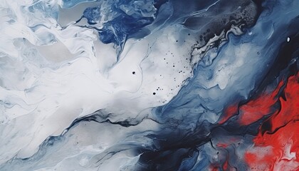 Abstract surface ink painted included red blue and white colors