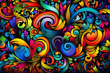 doodle art full colored vivid colors pattern
