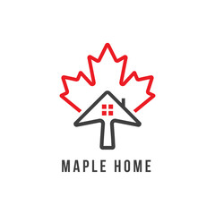Maple home logo concept for Canadian home rental, real estate or house related company