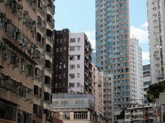 A crowded city, a dense cluster of building, closely packed city