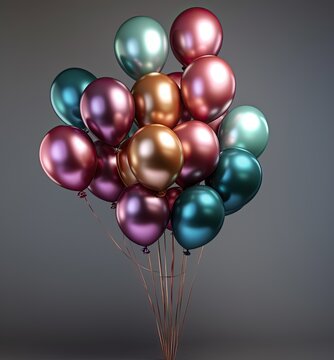 light festive background with bright colorful balloons, 3D image