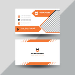 Professional corporate double-sided creative modern Orange Black clean minimalist business card template.