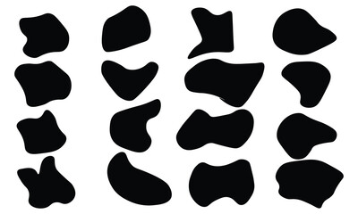 Random blob shapes. Blobs shape organic set. Rounded abstract organic shape. collection of abstract forms for design and paint. random shapes. Black cube drops simple shapes