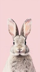 Obraz premium Curious Rabbit on Pink