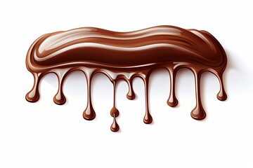 Brown chocolate liquid paint dripping with milk splash swirl wave on white background
