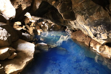 View in the Myvtan National park located in northern Iceland in the vicinity of the Krafla volcano