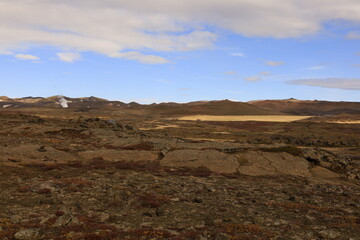Dimmuborgir is a large area of unusually shaped lava fields east of Mývatn in Iceland