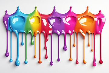 Colorful acrylic paint dripping with liquid drops and abstract liquid ink splash background