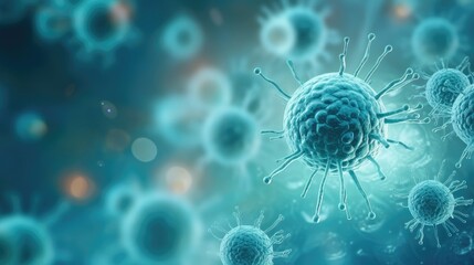 Obraz premium Cancer cells under a microscope Scientific image cancer medicinal chemistry and biology. Cancer banner
