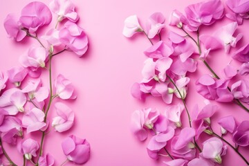  a close up of a bunch of pink flowers on a pink background with space for text or an image of a bunch of pink flowers on a pink background with space for text.