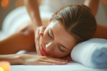 Obraz na płótnie Canvas Tranquil woman at a massage session