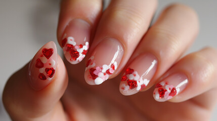 romantic beautiful natural looking nail art for a young girl  for valentine day