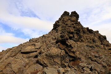 Dimmuborgir is a large area of unusually shaped lava fields east of Mývatn in Iceland