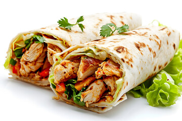 Chicken shawarma isolated on white background
