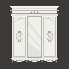 wardrobe vector illustration cute baroque, shabby chic or classic style luxury interior cabinets vintage