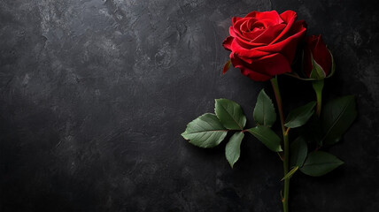 Red roses background for Valentines day  with copy space