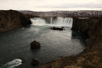 Fototapeta na wymiar Goðafoss is a waterfall in northern Iceland