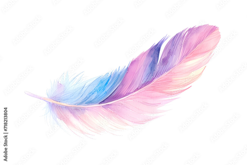 Wall mural soft pastel detailed feather in watercolor style isolated on white background - Wall murals