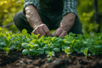 Person gardening bio healthy plants and food