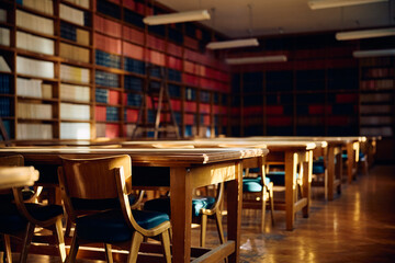 Interior of library at university.