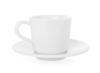 Ceramic cup with saucer isolated on white