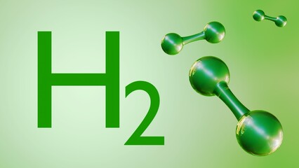 3d rendering of green hydrogen also known as renewable hydrogen. Green hydrogen is the cleanest and most sustainable hydrogen