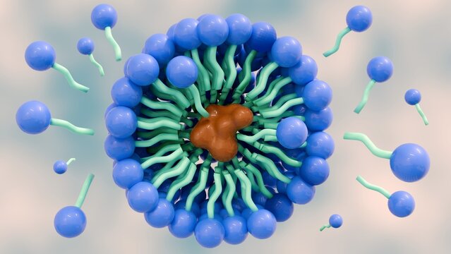 3d rendering of the soap molecules form structures called micelles. it forms an emulsion in water and helps in dissolving the dirt when we wash our clothes.