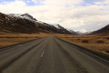 View on a road in the Northeastern Region of Iceland