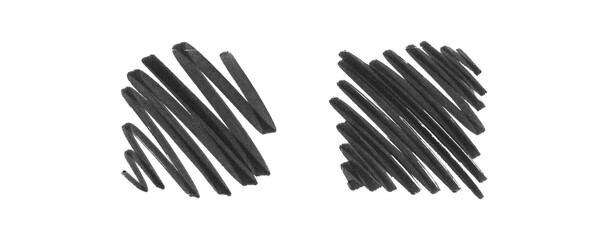 black marker scribbles, set of Isolated hand drawn doodle elements in png for highlighting text and images, for create a retro vintage style 