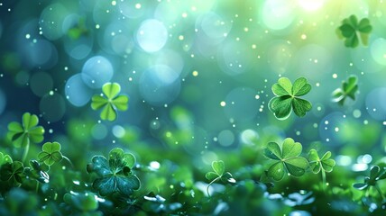 St. Patrick’s Day Dream: Vibrant Clovers Amidst a Sparkling Bokeh