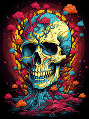 colourful skeleton, tshirt design сreated with Generative Ai