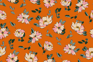 Seamless pattern with colorful pattern of abstract flowers
