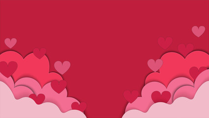 Valentines day background. Paper cut background with hearts. Vector illustration.