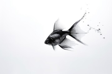 Black fish on white background
