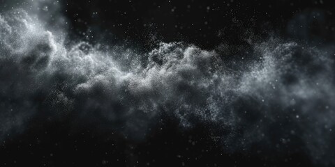 A black and white photo capturing a cloud of powder. This image can be used to depict concepts of...