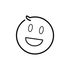 Happy smile line icon. Cheerful emoji outline label. Laughing emoticon expression of positive feelings. Vector iilustration. EPS file 19.